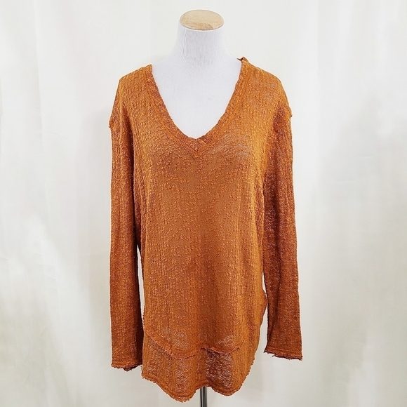 Free People Ocean Air Hacci top gold rust size medium - Picture 3 of 10